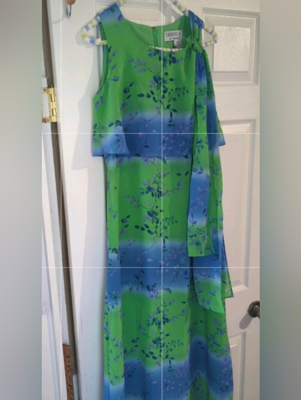 Dress-U By Sharon Women’s Sleeveless Floral Y2K Blue Green Maxi Dress Lined 5-6